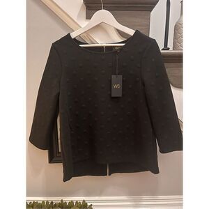 W5 Black Raised Dot Back Zip 3/4 Sleeve Whimsigoth Top sz S NWT
